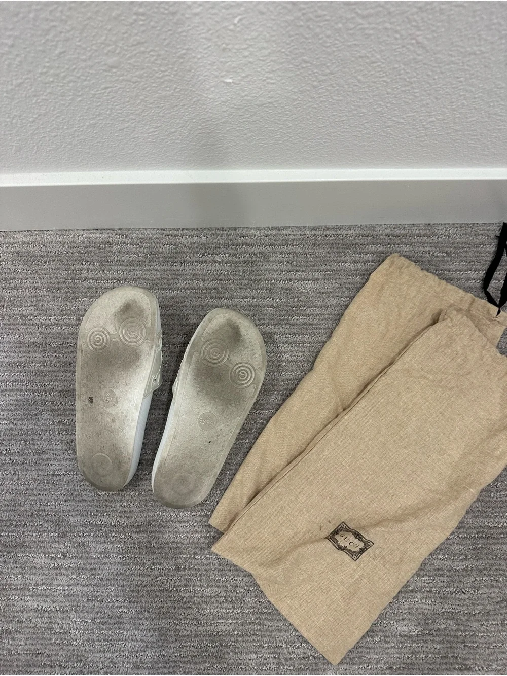 Gucci White Slide Sandals